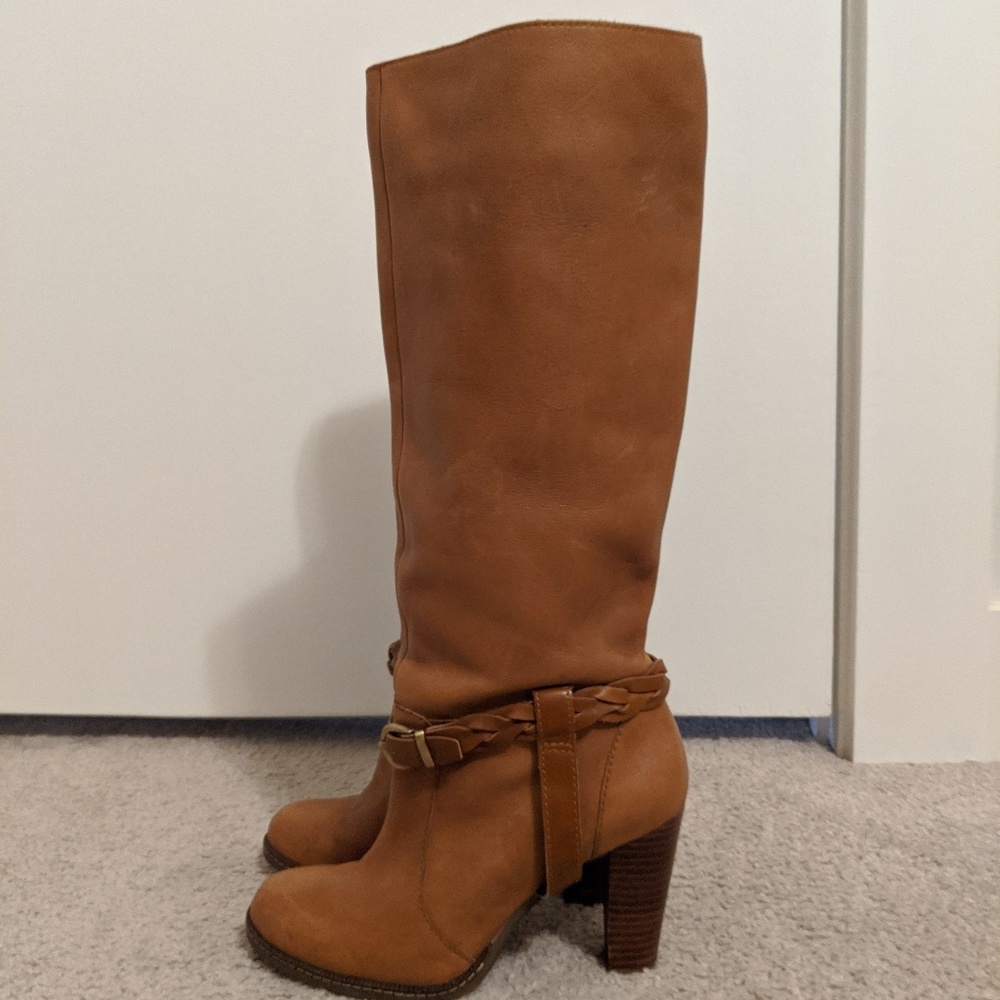 Banana Republic Cognac Leather Knee High Boots
